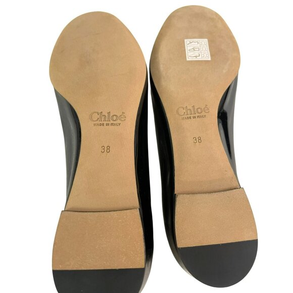 Chloe $550  Lauren Black Patent Leather Scalloped Ballet Flats Sz 38 US 7.5 NEW - Picture 5 of 8